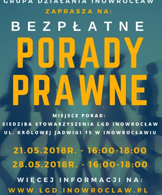 BEZPŁATNE PORADY PRAWNE w&nbsp;LGD INOWROCŁAW – MAJ 2018&nbsp;r.