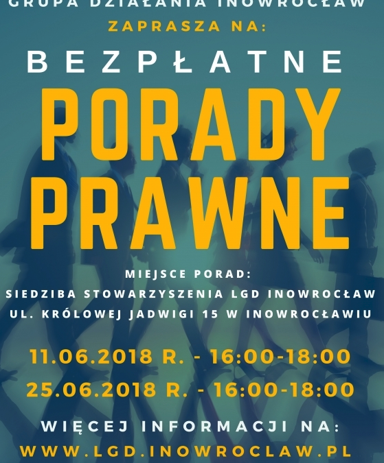 BEZPŁATNE PORADY PRAWNE w&nbsp;LGD INOWROCŁAW – CZERWIEC 2018&nbsp;r.