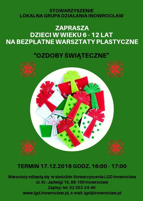 Bezpłatne warsztaty świąteczne: „Ozdoby świąteczne”