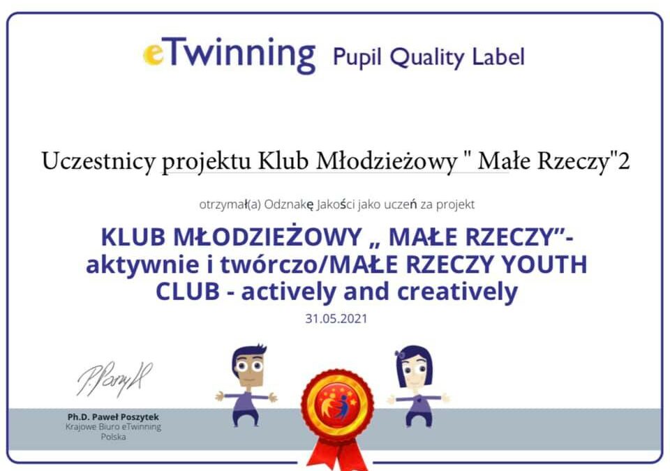 Klub Młodzieżowy „Małe Rzeczy” 2 wyróżniony!