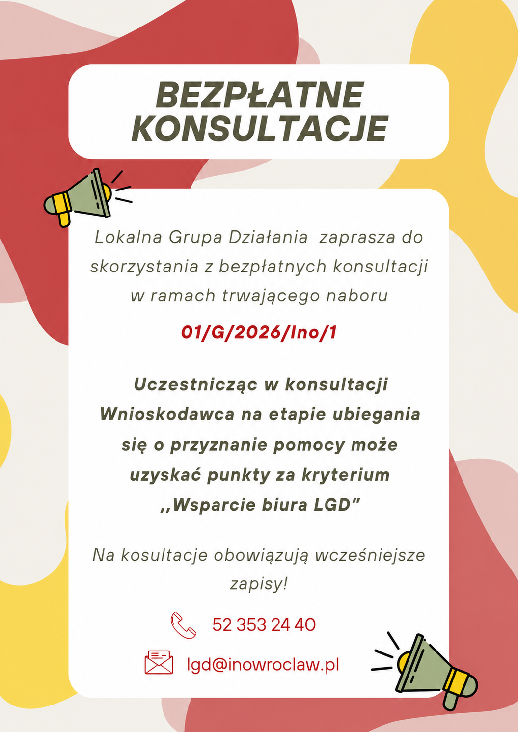 BEZPŁATNE KONSULTACJE 01/G/2026/Ino/1